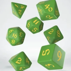 Dice>Classic Runic 7 Piece Polyhedral Dice Set - Green & Yellow - Your Source for Gaming Essentials