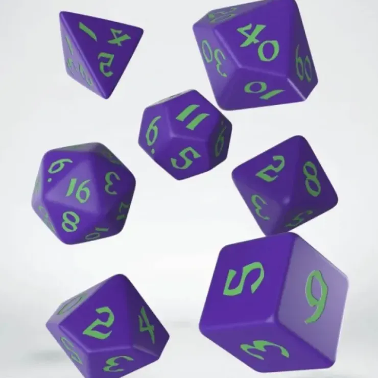 Dice>Classic Runic 7 Piece Polyhedral Dice Set - Purple & Green - Your Source for Gaming Essentials