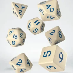 Dice>Classic Runic 7 Piece Polyhedral Dice Set - Beige & Blue - Your Source for Gaming Essentials