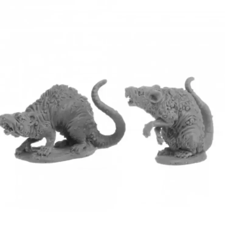 Tabletop Miniatures>Dungeon Dwellers Barrow Rats (2) #07035 Bones USA Unpainted Plastic Figures - Your Source for Gaming Essentials