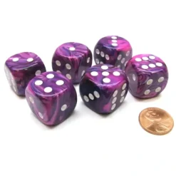 Dice>Festive 20mm Big D6 Chessex Dice, 6 Pieces - Violet with White Pips - Your Source for Gaming Essentials