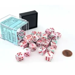 Dice>Festive 12mm D6 Chessex Dice Block (36 Dice) - Pop Art with Red Pips - Your Source for Gaming Essentials