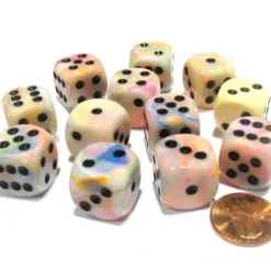 Dice>Festive 16mm D6 Chessex Dice Block (12 Dice) - Circus with Black Pips - Your Source for Gaming Essentials
