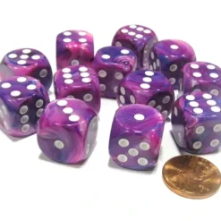 Dice>Festive 16mm D6 Chessex Dice Block (12 Dice) - Violet with White Pips - Your Source for Gaming Essentials