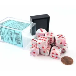 Dice>Festive 16mm D6 Chessex Dice Block (12 Die) - Pop Art with Red Pips - Your Source for Gaming Essentials