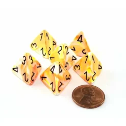 Dice>Festive 18mm D4 Chessex Dice, 6 Pieces - Sunburst with Black Numbers - Your Source for Gaming Essentials