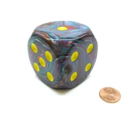 Dice>Festive 50mm Huge Large D6 Chessex Dice, 1 Piece - Mosaic with Yellow Pips - Your Source for Gaming Essentials