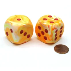Dice>Festive 30mm Large D6 Chessex Dice, 2 Pieces - Sunburst with Red Pips - Your Source for Gaming Essentials