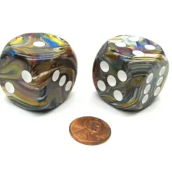 Dice>Festive 30mm Large D6 Chessex Dice, 2 Pieces - Carousel with White Pips - Your Source for Gaming Essentials