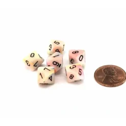 Dice>Festive 10mm Mini 10 Sided D10 Dice, 6 Pieces - Circus with Black Numbers - Your Source for Gaming Essentials