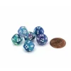 Dice>Festive 12mm Mini 12 Sided D12 Dice, 6 Pieces - Waterlily with White Numbers - Your Source for Gaming Essentials