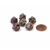 Dice>Festive 12mm Mini 20 Sided D20 Dice, 6 Pieces - Mosaic with Yellow Numbers - Your Source for Gaming Essentials