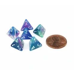 Dice>Festive 12mm Mini 4 Sided D4 Dice, 6 Pieces - Waterlily with White Numbers - Your Source for Gaming Essentials