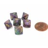 Dice>Festive 9mm Mini 8 Sided D8 Dice, 6 Pieces - Mosaic with Yellow Numbers - Your Source for Gaming Essentials