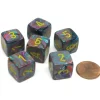 Dice>Festive 15mm 6 Sided D6 Chessex Dice, 6 Pieces - Mosaic with Yellow Numbers - Your Source for Gaming Essentials