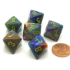 Dice>Festive 15mm 8 Sided D8 Chessex Dice, 6 Pieces - Rio with Yellow - Your Source for Gaming Essentials