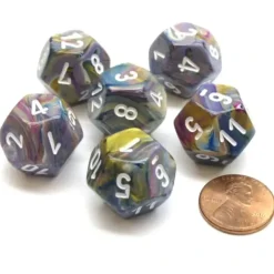 Dice>Festive 18mm 12 Sided D12 Chessex Dice, 6 Pieces - Carousel with White - Your Source for Gaming Essentials