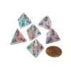 Dice>Festive 18mm 4 Sided D4 Chessex Dice, 6 Pieces - Pop Art with Blue Numbers - Your Source for Gaming Essentials