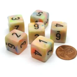 Dice>Festive 15mm 6-Sided D6 Numbered Chessex Dice, 6 Pieces - Circus with Black - Your Source for Gaming Essentials