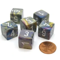 Dice>Festive 15mm 6-Sided D6 Numbered Chessex Dice, 6 Pieces - Carousel with White - Your Source for Gaming Essentials