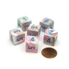 Dice>Festive 15mm 6-Sided D6 Numbered Chessex Dice, 6 Pieces - Pop Art with Blue - Your Source for Gaming Essentials