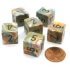 Dice>Festive 15mm 6-Sided D6 Numbered Chessex Dice, 6 Pieces - Vibrant with Brown - Your Source for Gaming Essentials