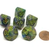 Dice>Festive 16mm Tens D10 (00-90) Chessex Dice, 6 Pieces - Rio with Yellow Numbers - Your Source for Gaming Essentials