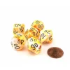 Dice>Festive 16mm Tens D10 (00-90) Dice, 6 Pieces - Sunburst with Black Numbers - Your Source for Gaming Essentials