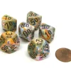 Dice>Festive 16mm Tens D10 (00-90) Dice, 6 Pieces - Vibrant with Brown Numbers - Your Source for Gaming Essentials