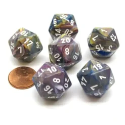 Dice>Festive 20 Sided D20 Chessex Dice, 6 Pieces - Carousel with White Numbers - Your Source for Gaming Essentials