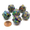 Dice>Festive 20 Sided D20 Chessex Dice, 6 Pieces - Mosaic with Yellow Numbers - Your Source for Gaming Essentials