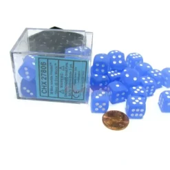 Dice>Frosted 12mm D6 Chessex Dice Block (36 Dice) - Blue with White Pips - Your Source for Gaming Essentials
