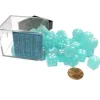 Dice>Frosted 12mm D6 Chessex Dice Block (36 Dice) - Teal with White Pips - Your Source for Gaming Essentials