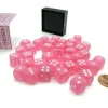 Dice>Frosted 12mm D6 Chessex Dice Block (36 Die) - Pink with White Pips - Your Source for Gaming Essentials