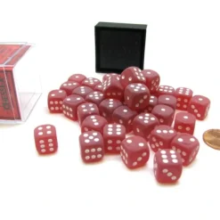 Dice>Frosted 12mm D6 Chessex Dice Block (36 Die) - Red with White Pips - Your Source for Gaming Essentials