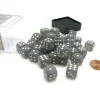 Dice>Frosted 12mm D6 Chessex Dice Block (36 Die) - Smoke with White Pips - Your Source for Gaming Essentials