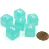 Dice>Frosted 15mm D6 Polyhedral Chessex Dice, 6 Pieces - Teal with White Numbers - Your Source for Gaming Essentials