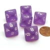 Dice>Frosted 15mm 8 Sided D8 Chessex Dice, 6 Pieces - Purple with White - Your Source for Gaming Essentials