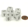 Dice>Frosted 15mm 6 Sided D6 Chessex Dice, 6 Pieces - Clear with Black Numbers - Your Source for Gaming Essentials