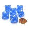 Dice>Frosted 15mm 8 Sided D8 Chessex Dice, 6 Pieces - Blue with White - Your Source for Gaming Essentials