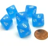 Dice>Frosted 15mm 8 Sided D8 Chessex Dice, 6 Pieces - Caribbean Blue with White - Your Source for Gaming Essentials