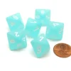 Dice>Frosted 15mm 8 Sided D8 Chessex Dice, 6 Pieces - Teal with White - Your Source for Gaming Essentials