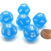 Dice>Frosted 18mm 12 Sided D12 Chessex Dice, 6 Pieces - Caribbean Blue with White - Your Source for Gaming Essentials