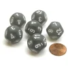Dice>Frosted 18mm 12 Sided D12 Chessex Dice, 6 Pieces - Smoke with White - Your Source for Gaming Essentials