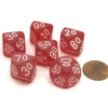 Dice>Frosted 16mm Tens D10 (00-90) Chessex Dice, 6 Pieces - Red with White Numbers - Your Source for Gaming Essentials