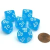Dice>Frosted 16mm Tens D10 (00-90) Chessex Dice, 6 Pieces - Caribbean Blue with White - Your Source for Gaming Essentials