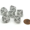 Dice>Frosted 16mm Tens D10 (00-90) Chessex Dice, 6 Pieces - Clear with Black Numbers - Your Source for Gaming Essentials
