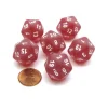 Dice>Frosted 20 Sided D20 Chessex Dice, 6 Pieces - Red with White Numbers - Your Source for Gaming Essentials