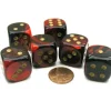Dice>Gemini 20mm Big D6 Chessex Dice, 6 Pieces - Black-Red with Gold Pips - Your Source for Gaming Essentials