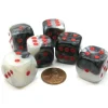 Dice>Gemini 20mm Big D6 Chessex Dice, 6 Pieces - Black-White with Red Pips - Your Source for Gaming Essentials